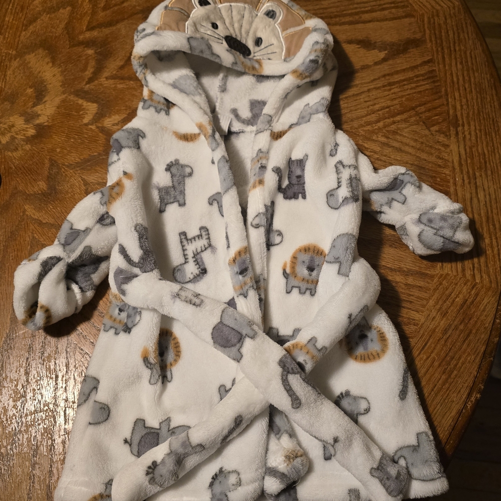 Duck Duck Goose Hooded Bathrobe Safari Animals 0-9M
